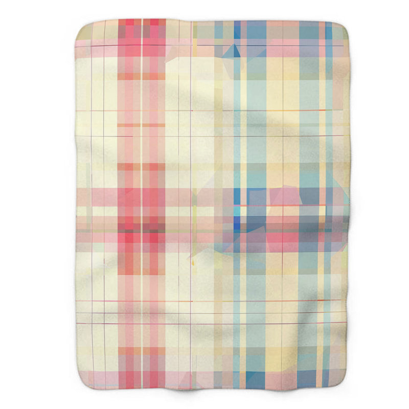 Watercolor Checks - Couverture sherpa de qualité supérieure 1 pièce, Lit simple
