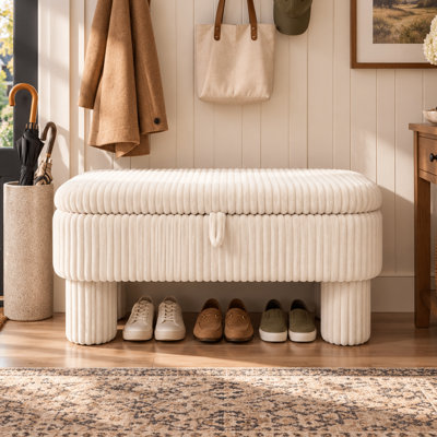 Banc de rangement avec repose-pieds et compartiment rembourré pour le salon, la chambre et le vestiaire