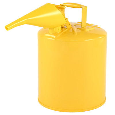 Bidon de sécurité, bidon de sécurité jaune de type I de 5 gallons pour gazole avec pare-flammes en acier inoxydable, couvercle à fermeture automatique et entonnoir en polyéthylène, contenant de rangement en acier au carbone avec poignée ergonomiqu