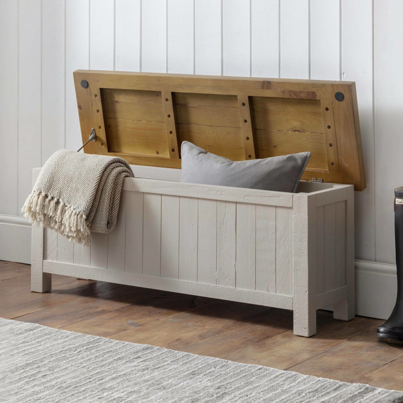 Chantal Solid Wood Bench, Grey Wash