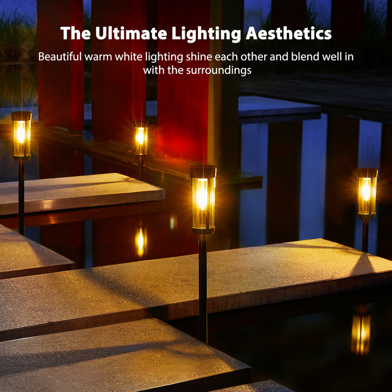 6-Pack Black Solar LED Pathway Lights with Plastic Housing