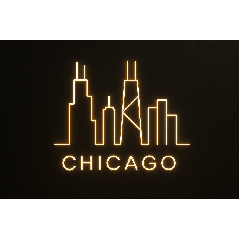 Chicago City Skyline Neon Sign - 16" X 10"