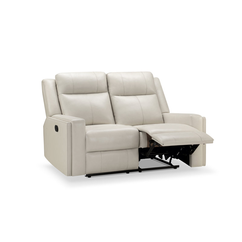 Caelainn Upholstered 60'' Reclining Loveseat, Ivory Genuine Leather