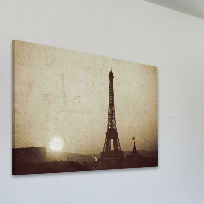 " Eiffel Tower And Setting Sun " by Jody Stuart, 30" H x 45" W x 1.5" D