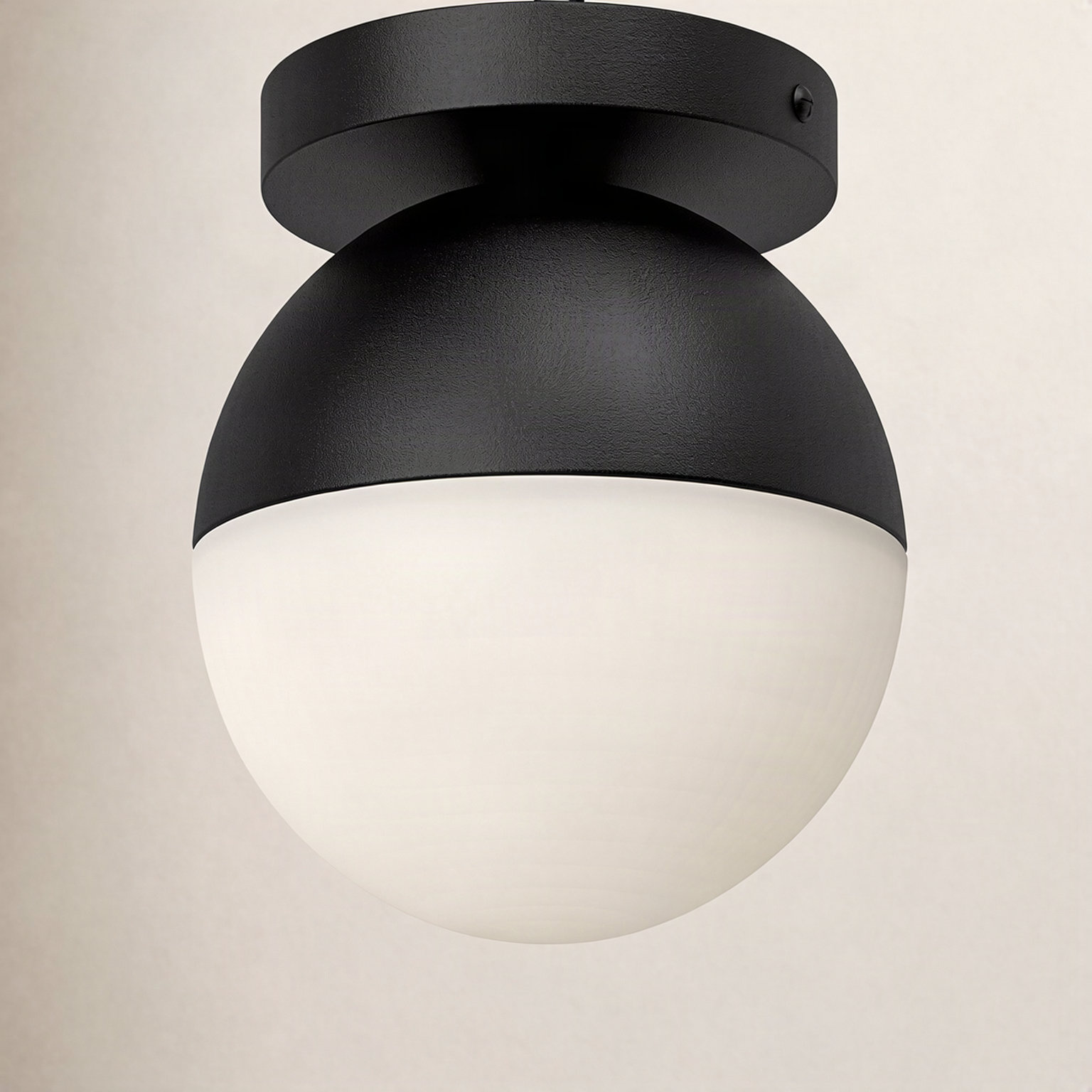 Monae Single Light Glass Flush Mount, 6.75" H x 6" W x 6" D, Black
