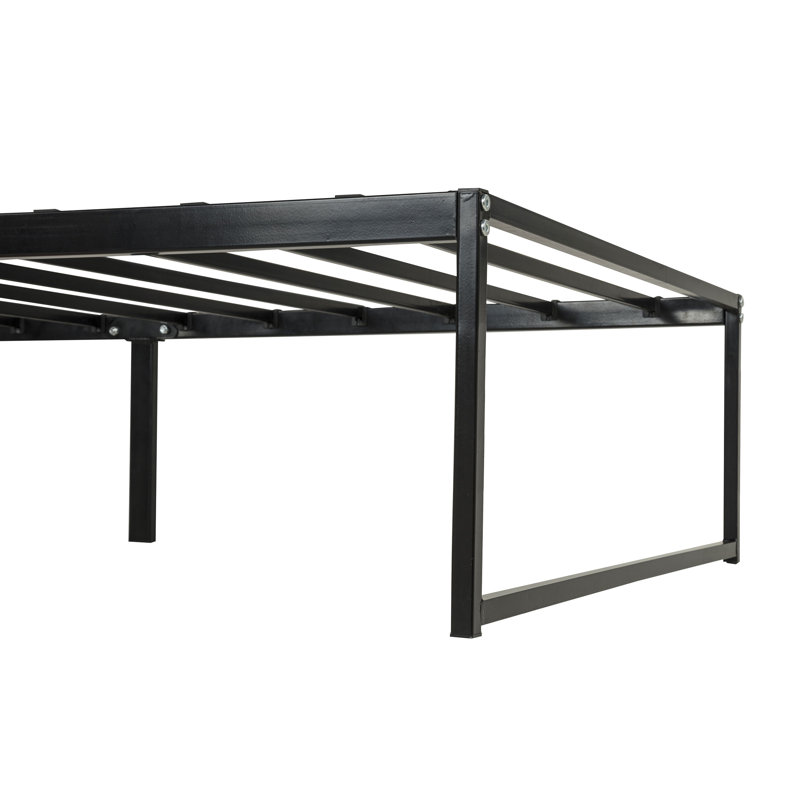 Cadre de lit plateforme double Gates en métal robuste noir, Lit simple
