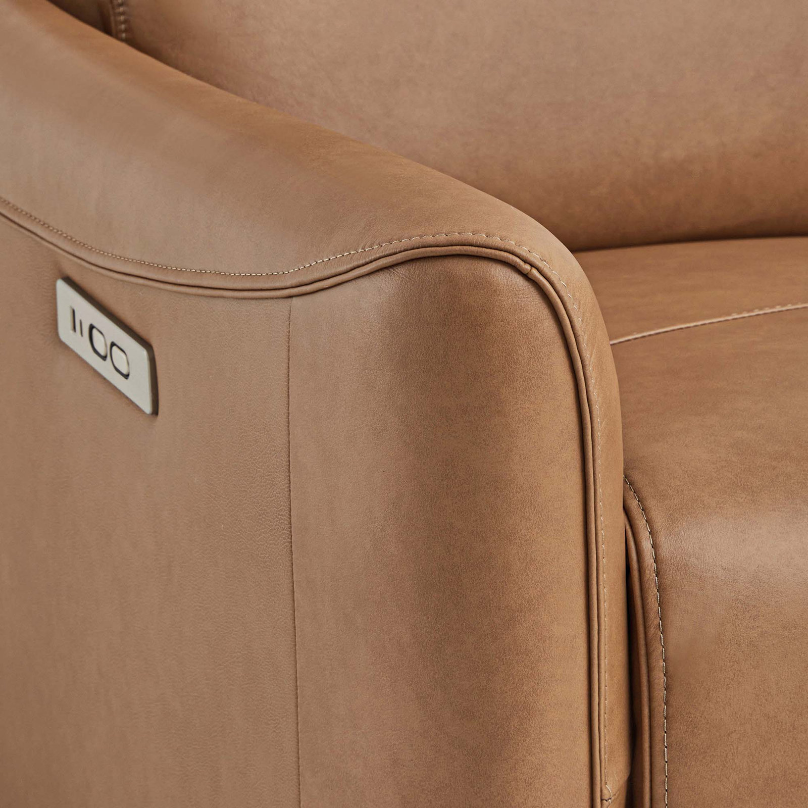 Santo 33" Genuine Leather Swivel Power Recliner, Aline Butternut