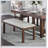 Brown Finish 6-Piece Dining Set with Rectangular Table, Bench, and Beige Upholstered Side Chairs for Transitional Kitchens