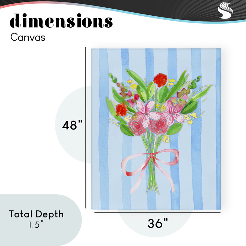 «Blue and Pink Bouquet & Bow Canvas», conception par Nina Jacobs