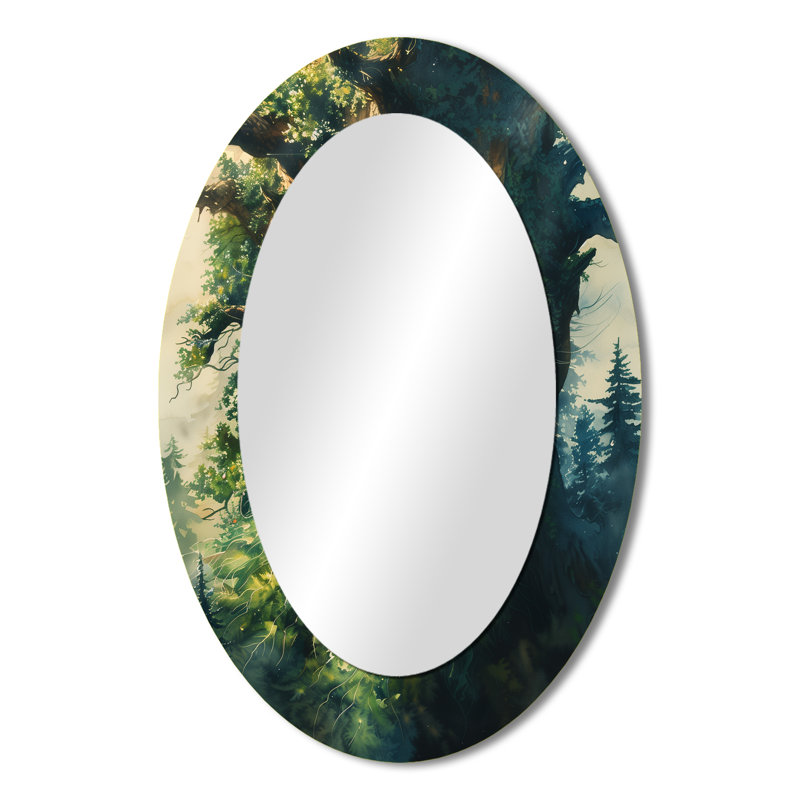Miroir mural vert moderne Green Forest Titan Giants I, 36 po x 24 po
