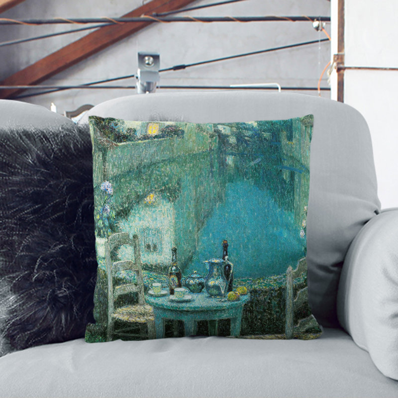 Small Table in Evening Dusk Scatter Cushion, 40cm H x 40cm W x 15cm D, Black