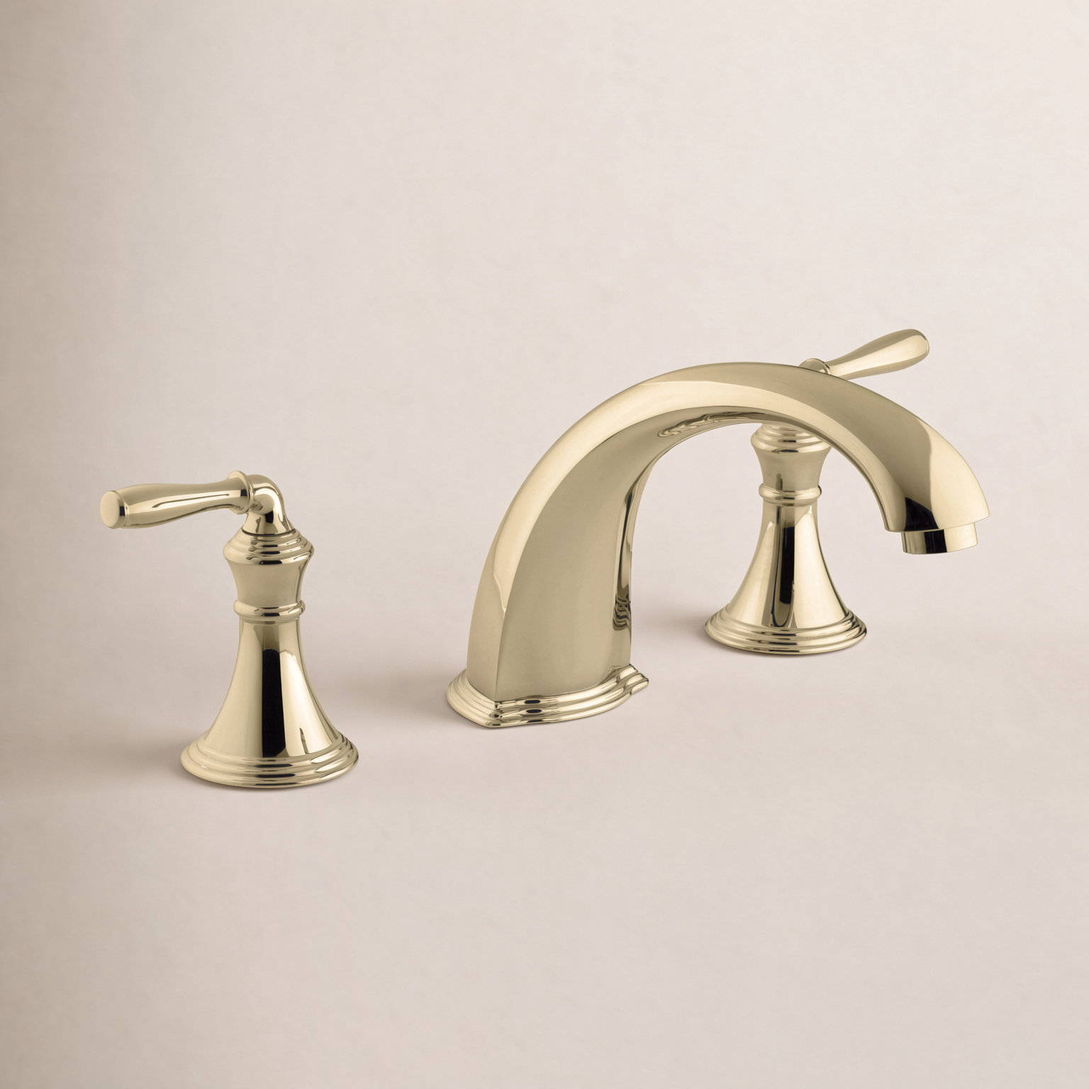 Devonshire Deck-Mounted Roman Tub Faucet Trim, Vibrant Polished Brass