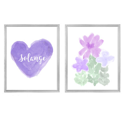 Artistic Flower Garden with Personalized Heart, Paper Prints