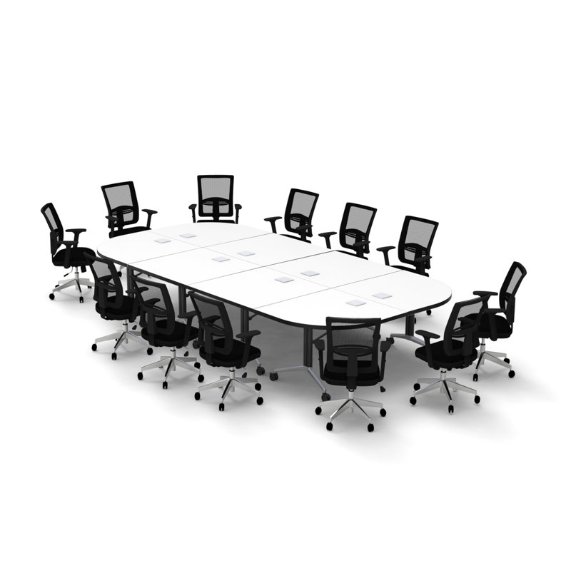 Rectangle 12 Person Flip Top 72'' L Modular Training Table and Chair Set with Casters and Modesty Panel and Cable Management