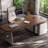 Nut-brown+Griege L-Shaped Manufactured Wood+Stainless Steel with 3 drawers desk-109598435-109598434