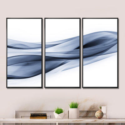 Ensemble de 3 toiles abstraites encadrées sur toile