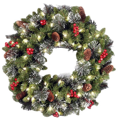 19.7’’ Artificial Christmas Wreath for Front Door with Pine Needles Red Berries Pine Cones Christmas Decorations for Winter Wall Indoor Outdoor Home Holiday Xmas Decor