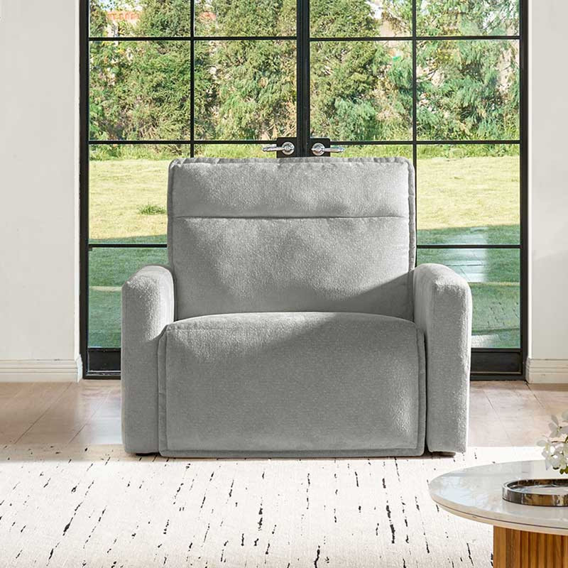 Fauteuil inclinable électrique surdimensionné sans mur Majida, Gris clair de lune