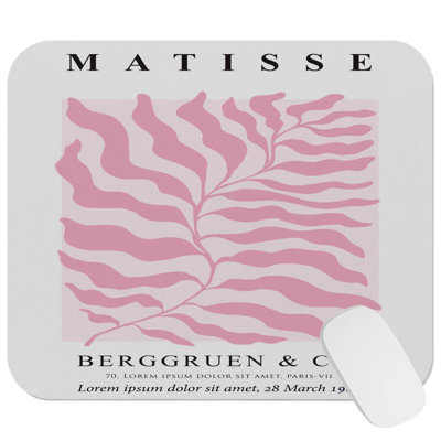 Botanical Matisse Plant Crunchberry Botanicals Leaf Mid-Century Modern Gaming Cute Office Laptop Desk Pad Gift Mat Square Rectangle Non-Slip Mousepad