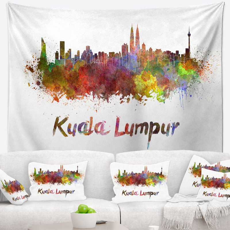 Kuala lumpur skyline tapisserie Cityscape, H 32 po x l 39 po