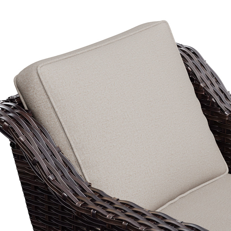 Wicker Outdoor Lounge Chair With Cushions, Beige