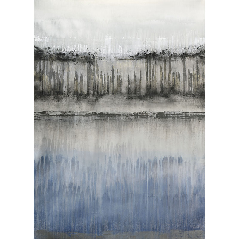 Charcoal Shift Print by Jennifer Hollack Raboin, 49" H x 36" W x 2.25" D, Gold Frame Canvas