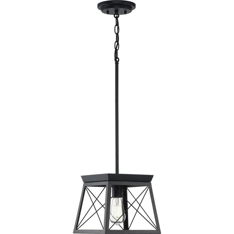 Luminaire suspendu géométrique à 1 lumière Soleil, Noir mat