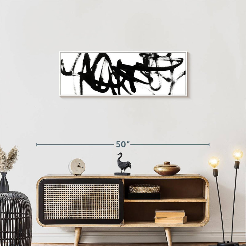 Blanc à noir Higley V, Floating Frame White, 37 po x 13 po