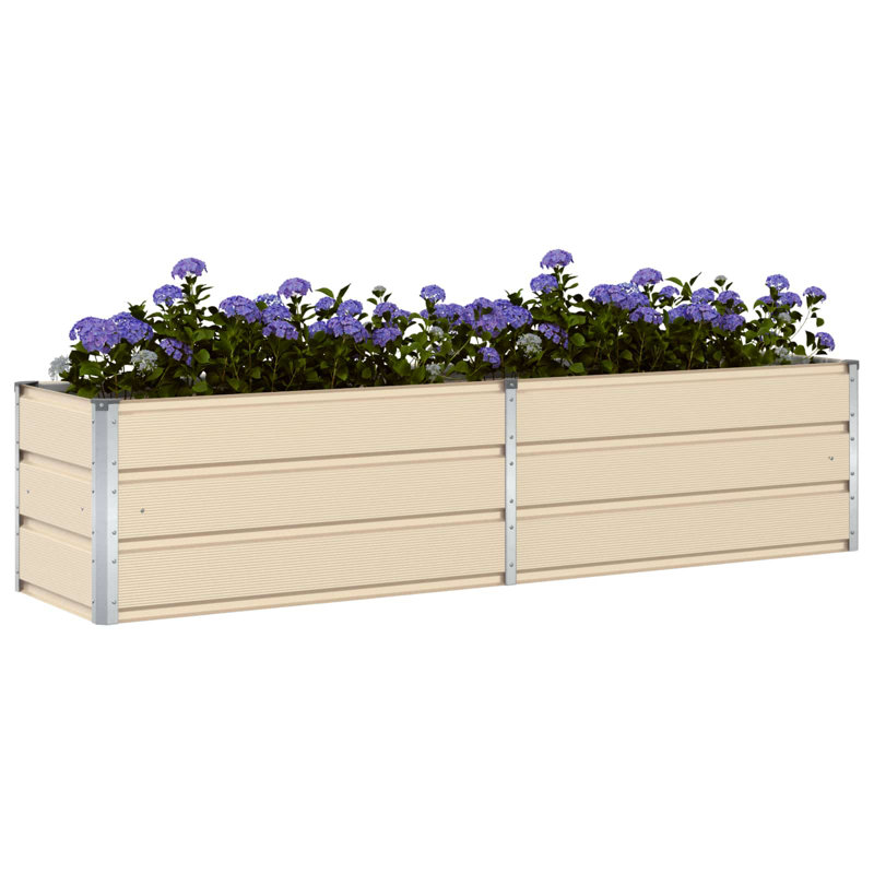 Planter Galvanised Steel, 45cm H x 195cm W x 50cm D, Ivory