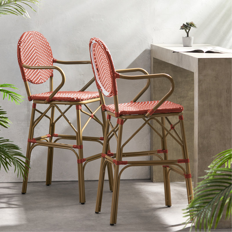 Extérieur et aluminium français, rouge, siège de 29,5 po, rouille, jardin et partie de 2 pour utilisation, aluminium, preuve, caractéristique