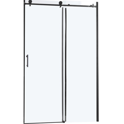 Matte Black Single Sliding Shower Door 48"X76". 8Mm Tempered Glass. Frame. Reversible Door. Suitable For Uneven Walls. Installation Accessories Supplied Option.
