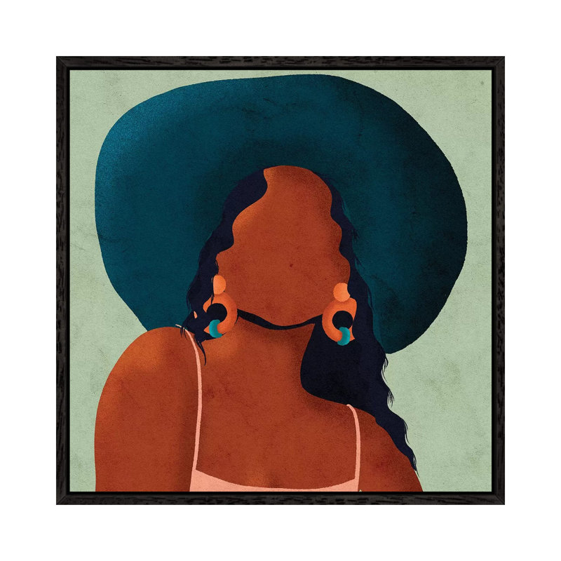 Kim by Reyna Noriega - Painting on Canvas, 45.72 cm H x 45.72 cm W, Black Framed Canvas