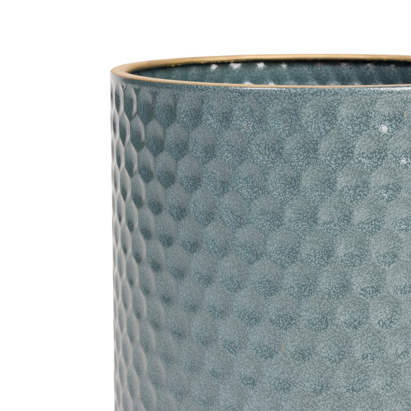 Rhys Blue-Green Mid Century Modern Metal Pot Planter Set