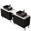 Meuble-lavabo double autoportant 72 po avec lavabos 72 po, 2 armoires de rangement rayées 30 po + tablette ouverte amovible 12 po, 2 vasques rectangulaires rayées noires avec comptoir blanc de Carrare, noir