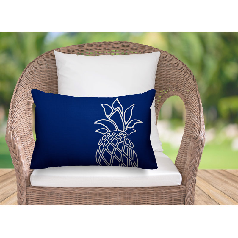 Calico Outdoor Reversible Throw Pillow, Navy