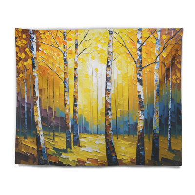 Golden Birch Woods I Polyester Tapestry