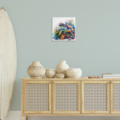  Aquatic Sea Turtle Canvas Wall Art by LSR Design Studio