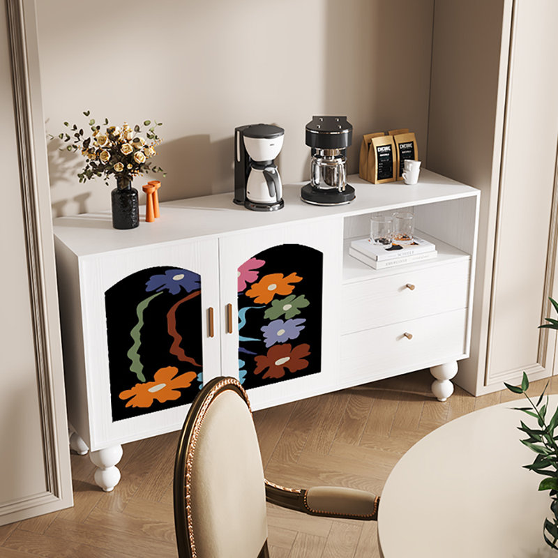 Buffet multifonctionnel à grande capacité 59,1 po, Blanc