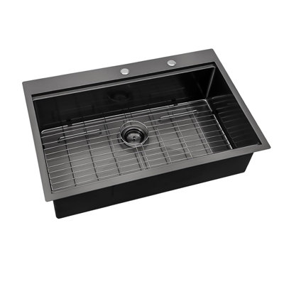 16 Gauge 33" L X 22" W Drop-In Single Bowl Stainless Steel Kitchen Sink