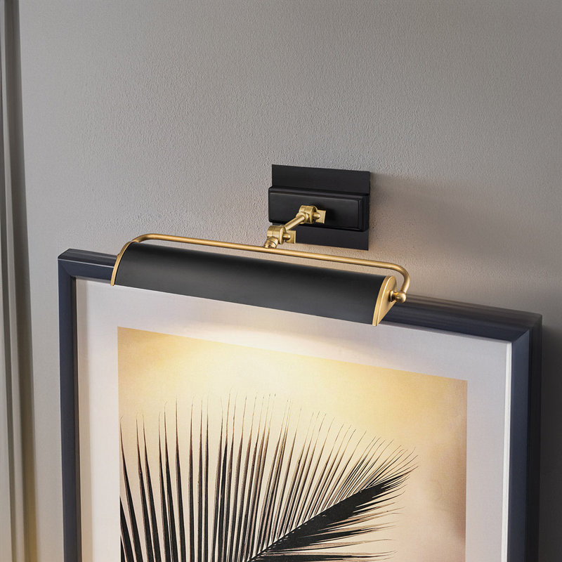 Winchfield Medium Picture Light In Aged Brass And Matte Black, Matte Black/Aged Brass