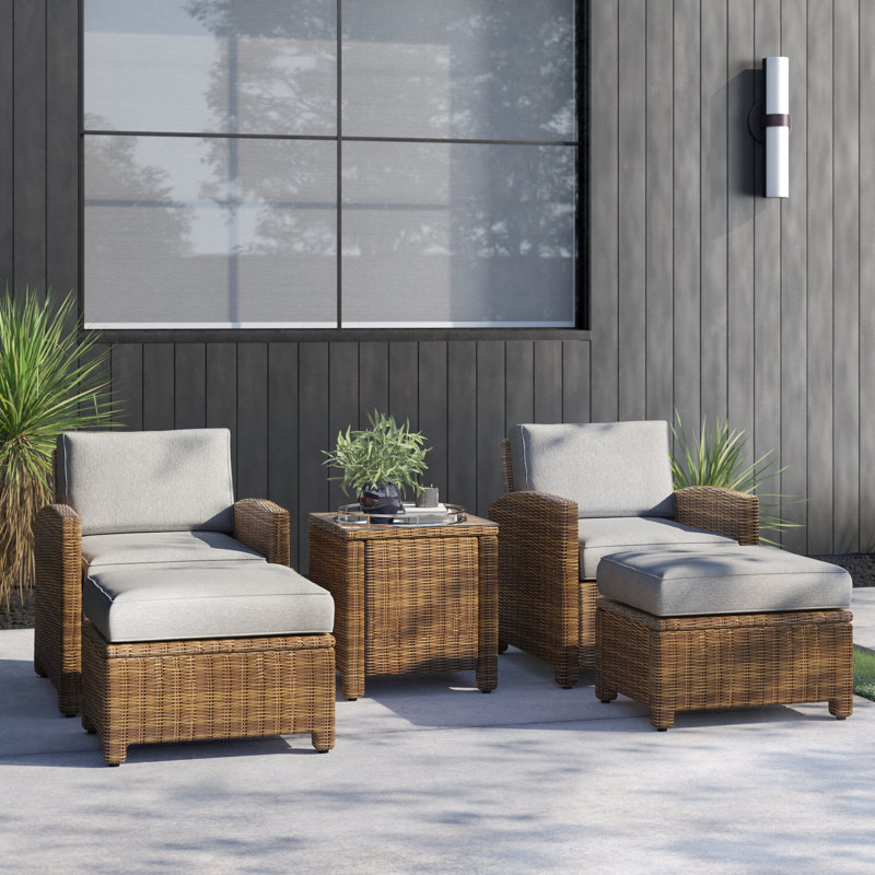 2 - Person Patio Conversation Set with Cushions, Gray, Brown