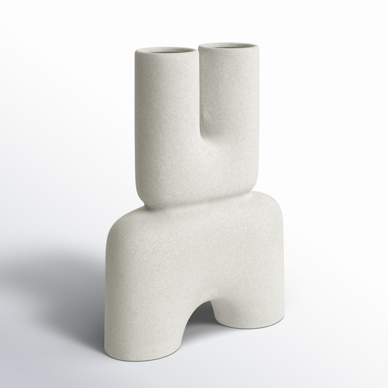 Vase de table en grès Sharee, Blanc