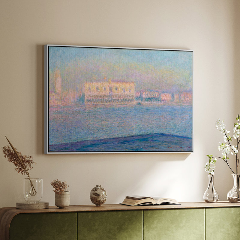 Paysage rétro-CLVI, Toile encadrée flottée blanche, H 17 po x l 25 po x P 2 po