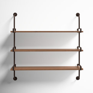 NEARPOW Floating Shelves Set of 2, Rustic Pine Wood Wall Shelf for