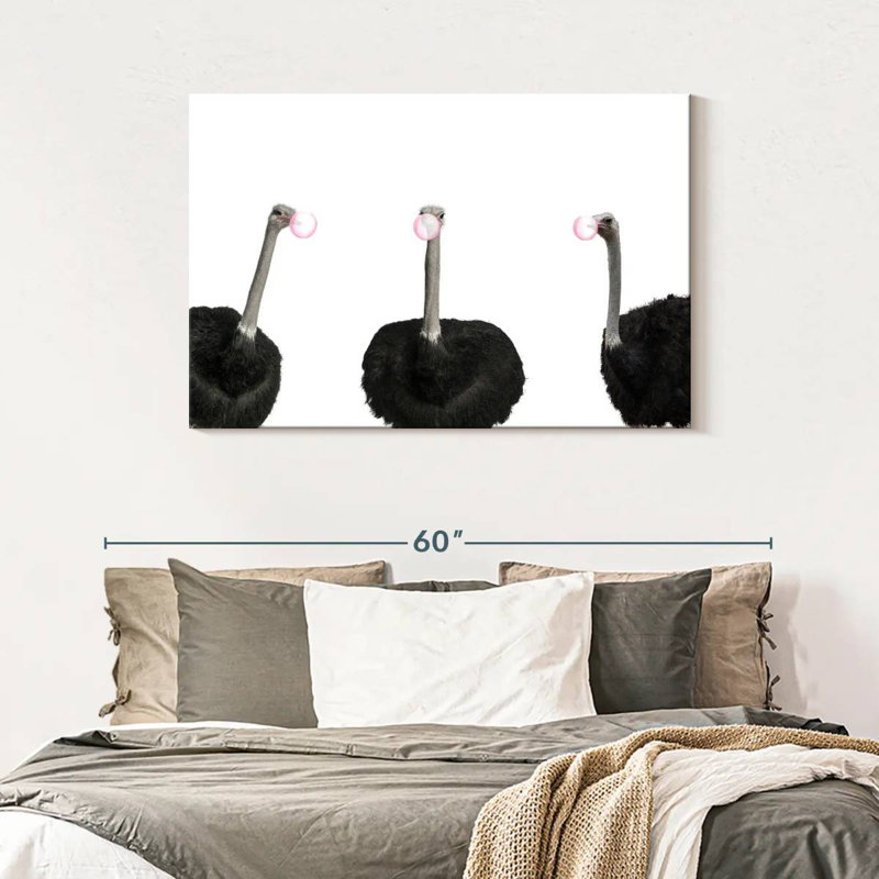Bubble Gum Ostrich, 30" H x 45" W