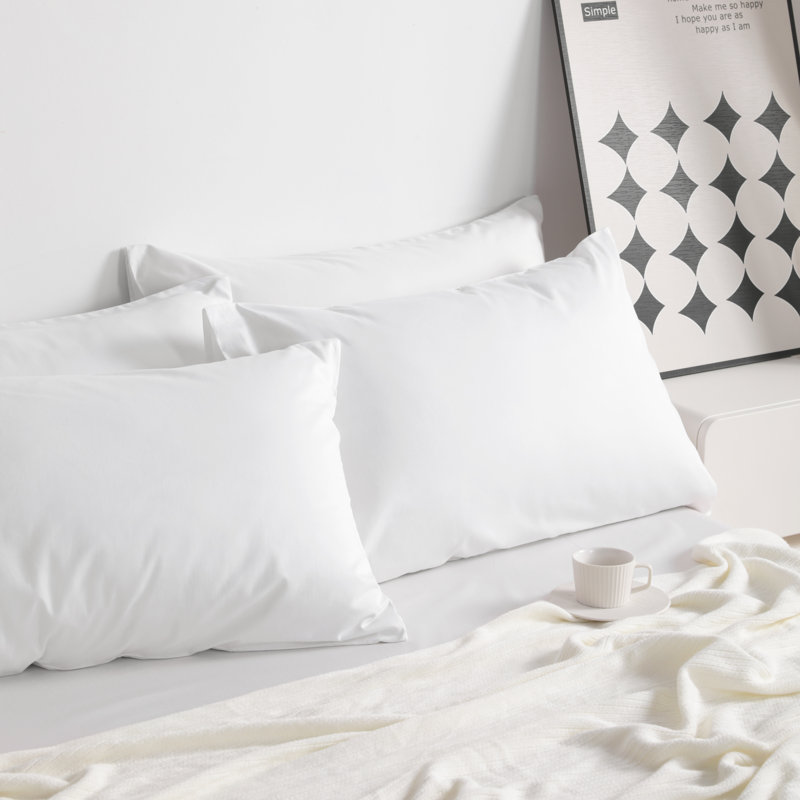 Housse de coussin 100% coton douce et respirante avec fermeture à enveloppe, Standard, Blanc