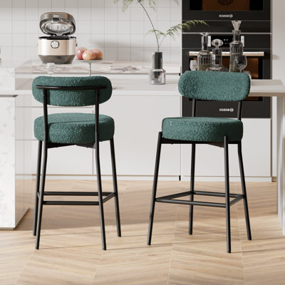 Modern Curved Back Upholstered Counter Stool