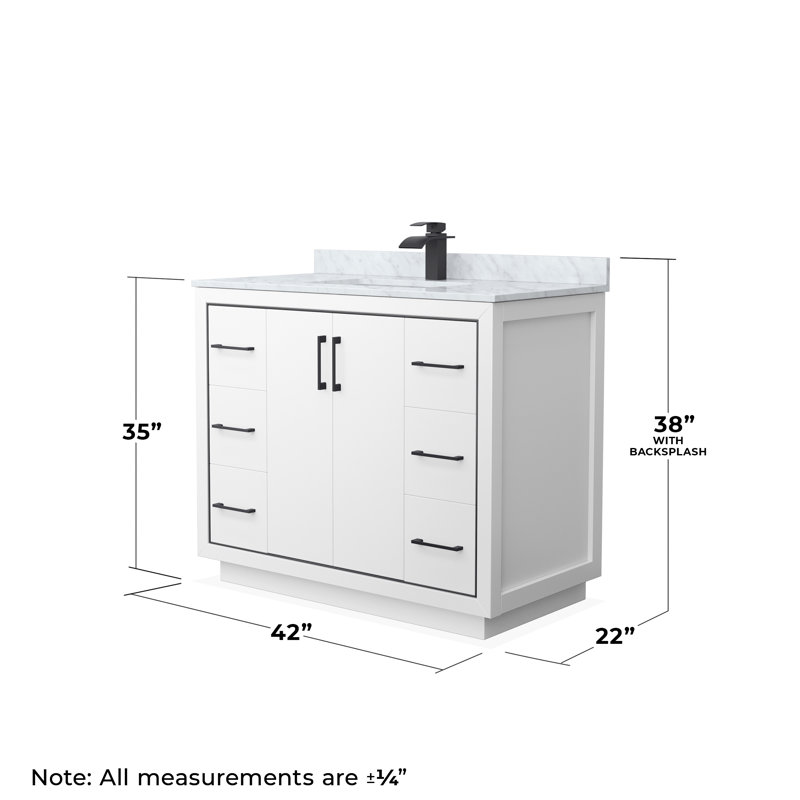 Icon 42" Single Bathroom Vanity Set, Matte Black, White