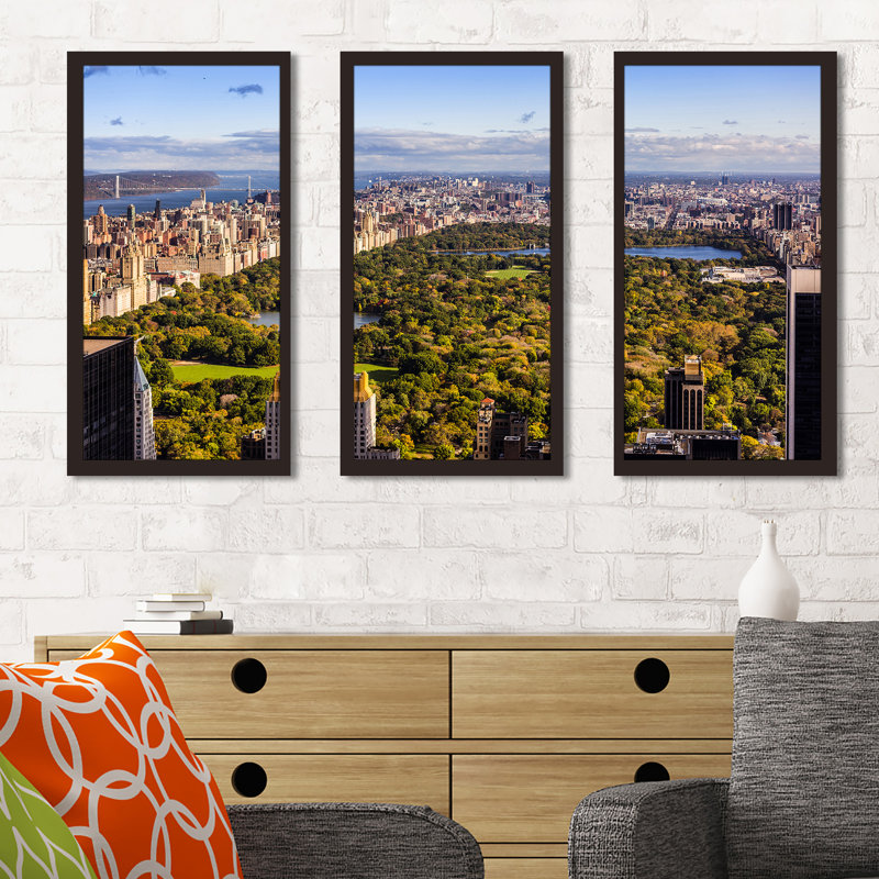New York Central Park I - Ensemble de 3 reproductions de photos sur acrylique, H 33,5 po x l 52,5 po x P 1 po