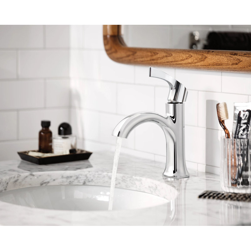 Korek Single Handle Single Hole Bathroom Faucet with Included Deckplate in Chrome, Chrome